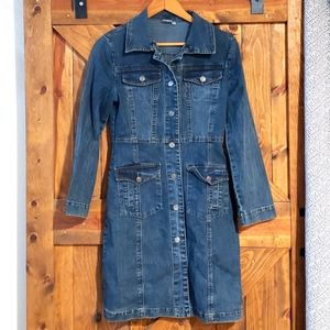 Womens Button Down Long Sleeve Denim Jean Dress Size Small